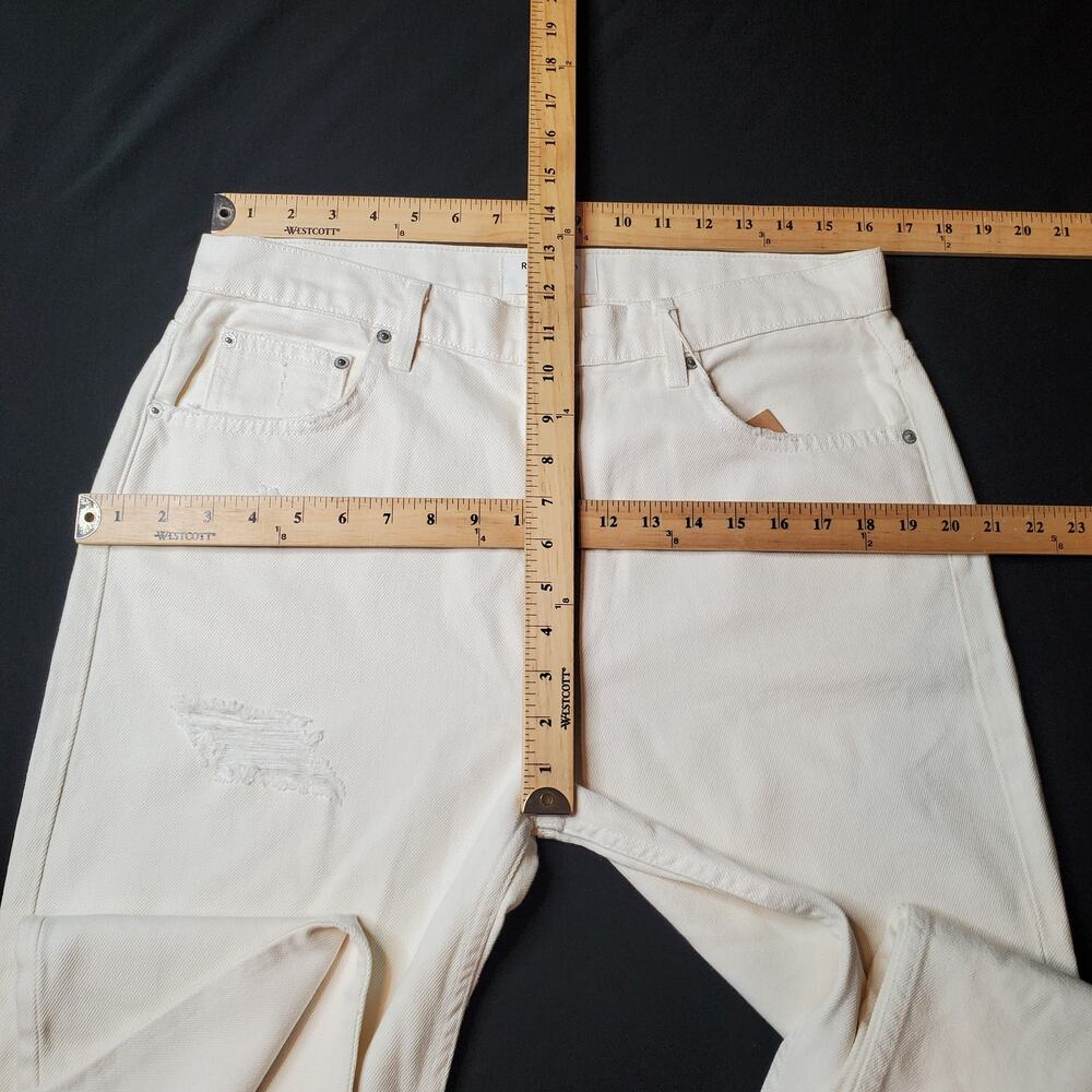 Reformation Women's Size 31 NWT Julia High Cigarette Jean Distressed Ivory LY760 - Picture 2 of 8